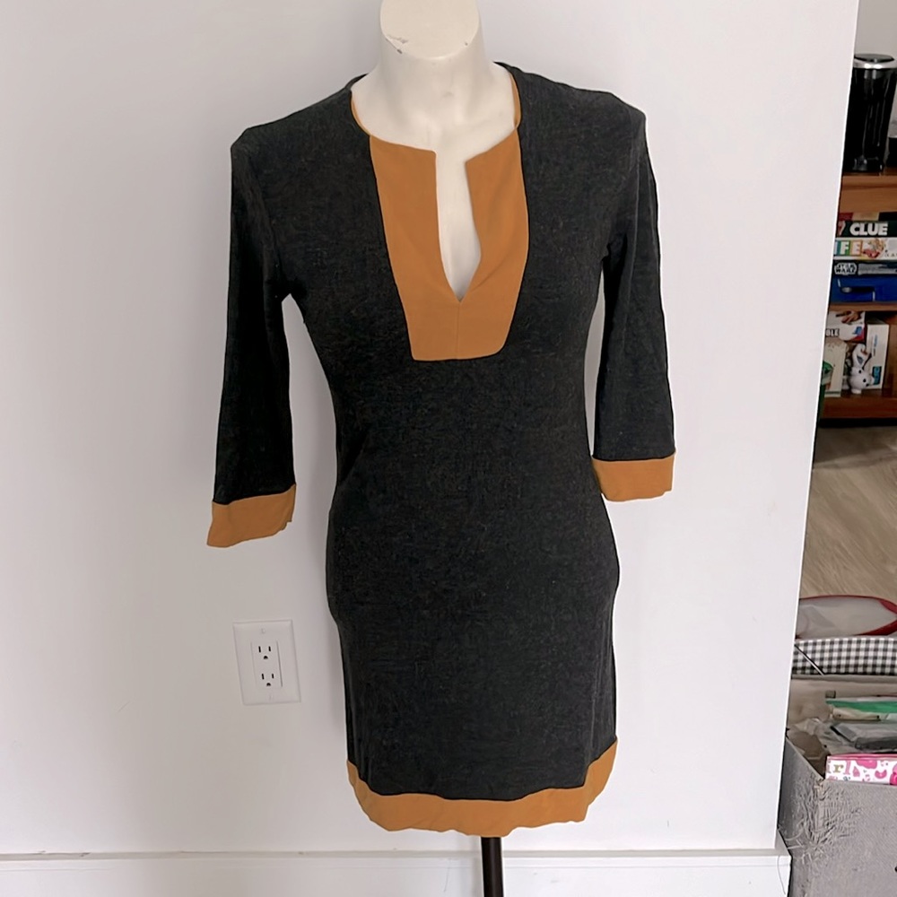 Charcoal and Mustard Yellow Tunic Dress